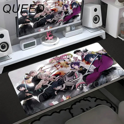 Computer Table Mat Keyboard Desk Pads Anime Mouse Pad Kawaii Girl Mousepad 900x400mm Rubber Non-slip Mouse Mats Demon Slayers XL