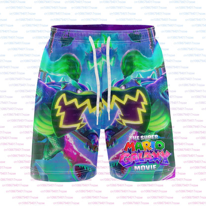 Super Mario Galaxy Cartoon 3D Print Mens Beach Shorts Summer Family Kid Breathable Casual Shorts Quick Drying Loose Shorts Pants