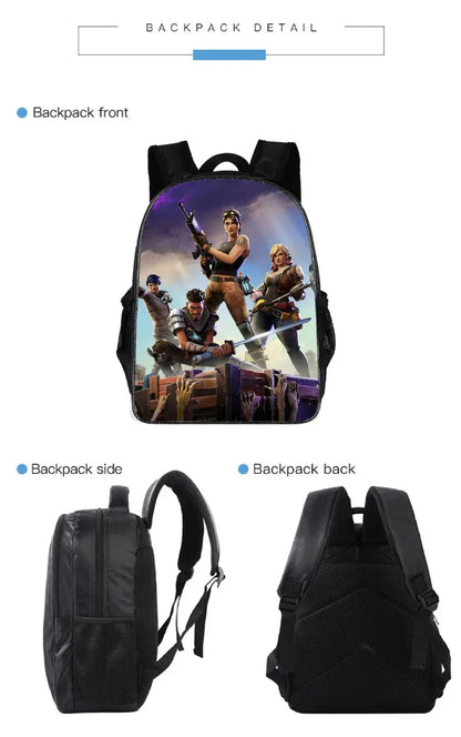 Fortnite 3PCS Backpack for Boys Victory Game 16 Inch Water Resistant Preschool Knapsack Cool Elementary School Backpacks