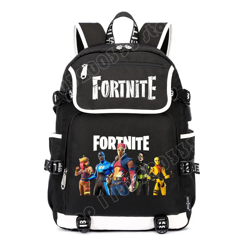 Fortnites раница с голям капацитет, ежедневна чанта за рамо с USB порт, унисекс аниме ученическа раница, нов стилен подарък за канцеларски принадлежности