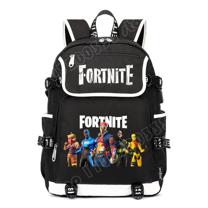 Fortnites раница с голям капацитет, ежедневна чанта за рамо с USB порт, унисекс аниме ученическа раница, нов стилен подарък за канцеларски принадлежности