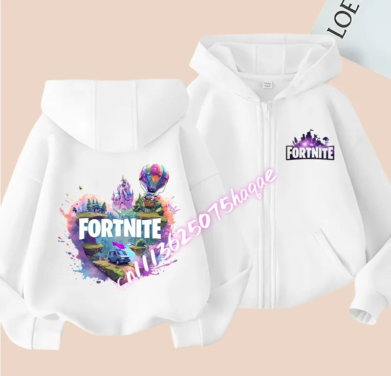 Fortnites Kinder-Kapuzenjacken mit Reißverschluss Anime Fortress Night Sweatshirts Game Frühling Herbst Hoodies Sportbekleidung Kinderkleidung Geschenk