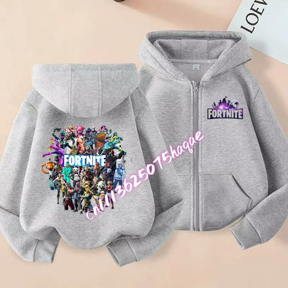Fortnites Kinder-Kapuzenjacken mit Reißverschluss Anime Fortress Night Sweatshirts Game Frühling Herbst Hoodies Sportbekleidung Kinderkleidung Geschenk