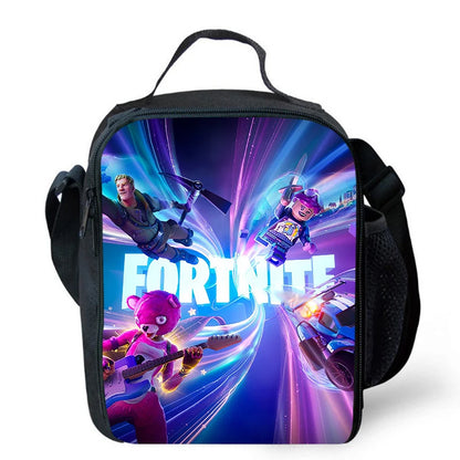 Saco de Almoço Térmico Isolado com Desenho Animado Fofo, Recipiente para Alimentos à Prova de Fugas, Reutilizável, Saco Frigorífico de Almoço Fortnite para Crianças e Estudantes