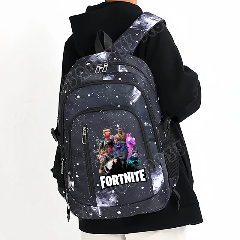 Раница Fortnite Starry Sky с голям капацитет, водоустойчива чанта за лаптоп с принт на игрови персонаж, ученическа раница за момчета и момичета за връщане в училище