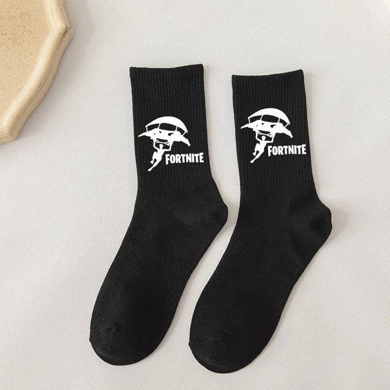 Fortnite-Socken mit Cartoon-Spielcharakter, lange Socken für Kinder und Schüler, einfarbige Baumwollsocken für Frühling und Herbst, Geburtstagsgeschenk