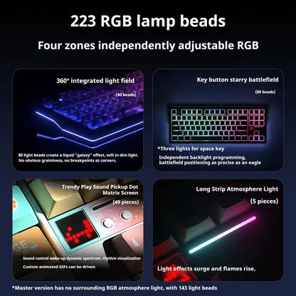 AULA F87 Pro V2 Mechanical Keyboard 3-modes Wireless 12000mAh Long Battery Life Hot-Swap RGB Customi E-Sports Keyboard PC Gaming