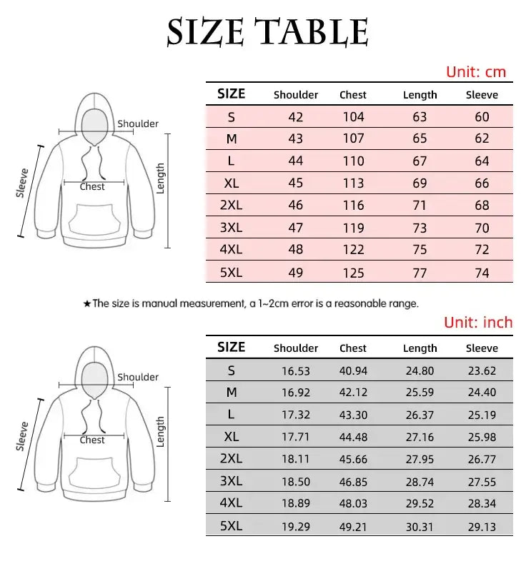 Knight Templar Mens Hoodie Sweatshirt 3d Printed Men Women Casual Hooded Sweatshirts Pullover Hip Hop Harajuku Streetwear Tops size table