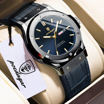 Orologio da uomo POEDAGAR – Modello originale, stile professionale, impermeabile, cinturino in silicone, indicazione di data e giorno, movimento al quarzo, orologio di lusso alla moda.