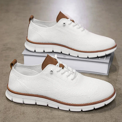 Men Casual Shoes Classic Breathable Brogue Flats Cushioning Color Blocking Design Dress Shoes Versatile Sneakers Lightweight