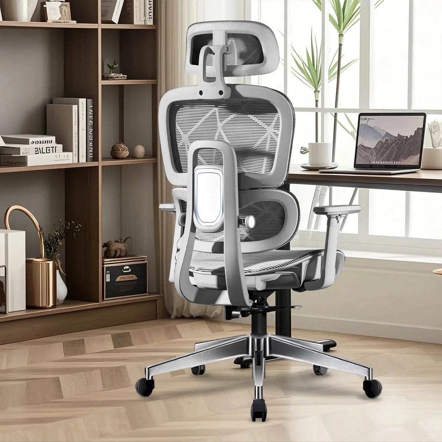 Ergonomic Office Chair with Lumbar Support & Neck Pillow, High Back Mesh Ergonomic Office Chair with Adjustable Headrest, 3D Armrests, Reclining Swivel Computer Desk Chair