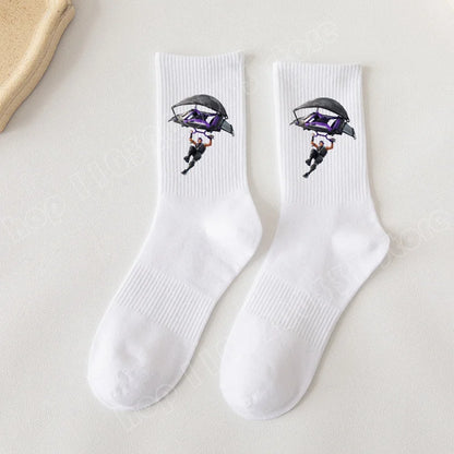 Fortnite-Socken mit Cartoon-Spielcharakter, lange Socken für Kinder und Schüler, einfarbige Baumwollsocken für Frühling und Herbst, Geburtstagsgeschenk
