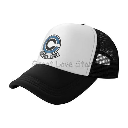Capsule Corp Mesh-Baseballkappen Unisex-Hip-Hop-Trucker-Cap Anime DBZ Dad-Cap Verstellbare Rennkappe Sommer-Trucker-Snapback-Kappen