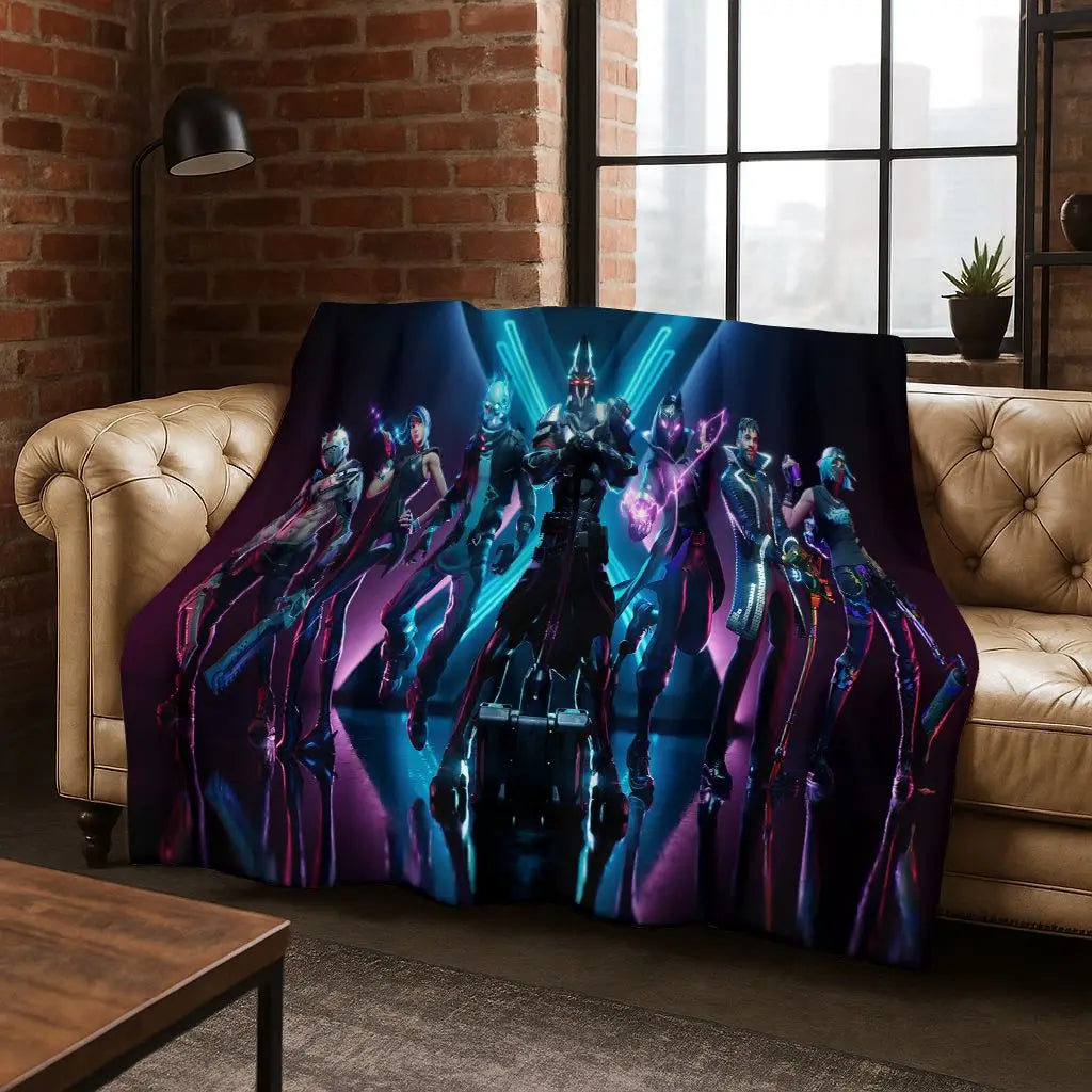 3D F-Fortnite Game Cartoon Flannel Blanket Soft Warm Throw Blanket for Bed Bedroom Room Living Room Travel Camping Kids Gift