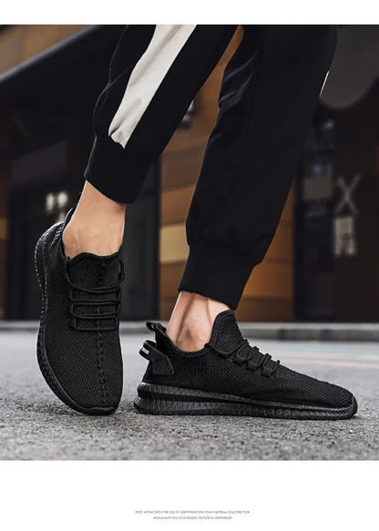 Zapatillas deportivas informales antideslizantes para hombre, transpirables, para correr al aire libre, entrenar, hacer senderismo y practicar deportes; zapatillas con cordones de tejido de punto para actividades al aire libre