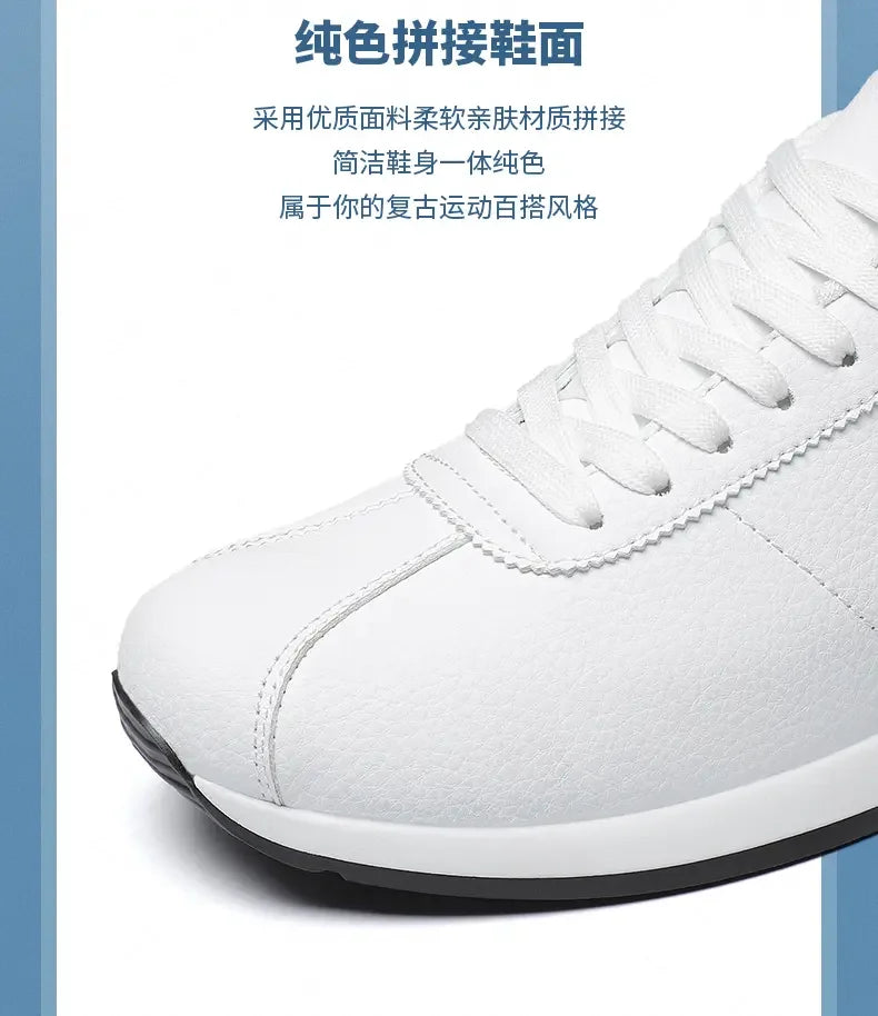 Leisure Running Summer Fashion Anti Slip Mountaineering PU Leather Sports Shoes Tennis Trend  Hot Selling Men White Flat Shoes