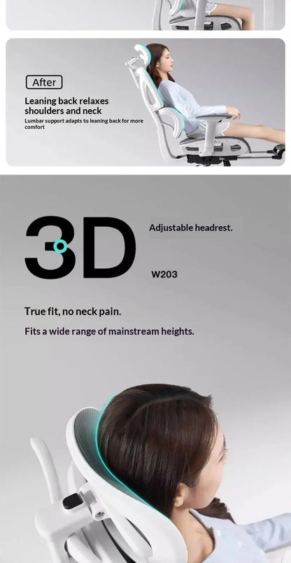 Ergonomic Study Chair High Back Office Chair with Lumbar Support, Adjustable Computer Desk Chair, Comfortable Home Work Chair with Armrests