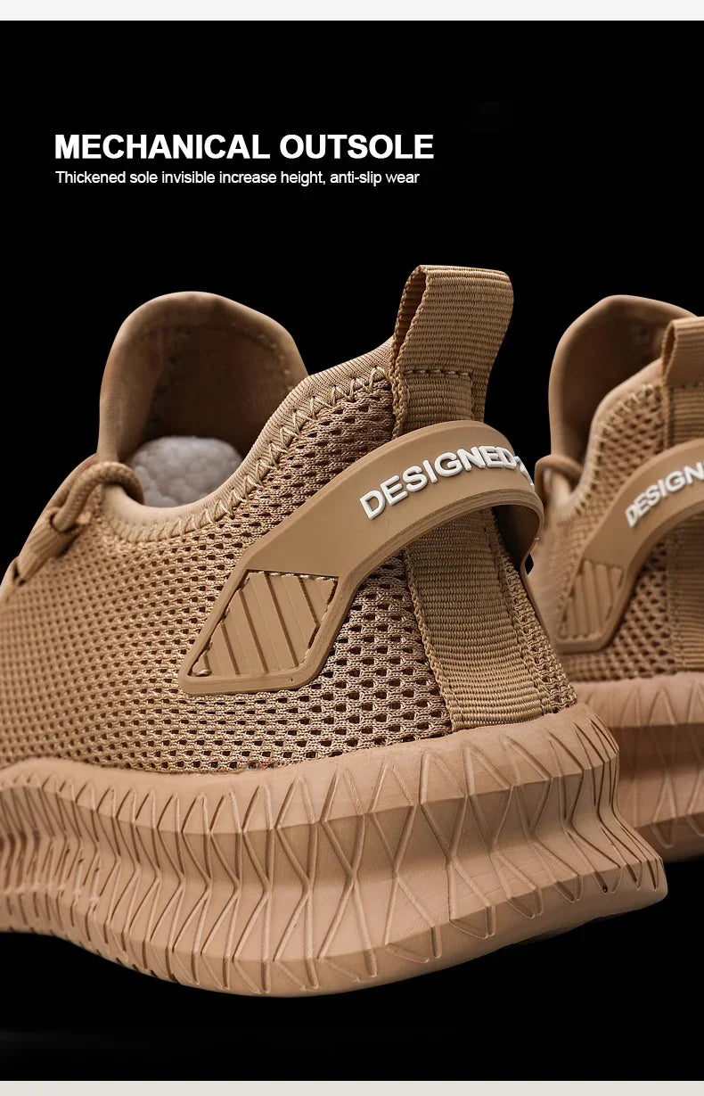 Zapatillas deportivas informales antideslizantes para hombre, transpirables, para correr al aire libre, entrenar, hacer senderismo y practicar deportes; zapatillas con cordones de tejido de punto para actividades al aire libre