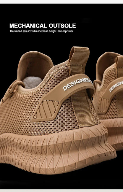 Zapatillas deportivas informales antideslizantes para hombre, transpirables, para correr al aire libre, entrenar, hacer senderismo y practicar deportes; zapatillas con cordones de tejido de punto para actividades al aire libre