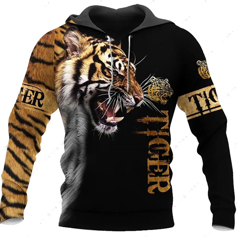 Fashion Spring Autumn Wolf Animal Men's Hoodies 3D All Over Printed Sweatshirt Unisex Pullover Casual Jacket Streetwear Coat 4XL