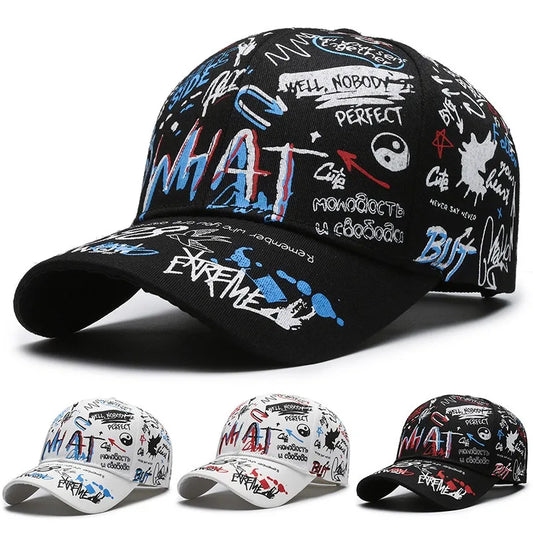 New Fashion Women Men Graffiti Cotton Baseball Cap Unisex Printed Snapback Hat Hip Hop Trendy Outdoor Cap Hat for Men Women