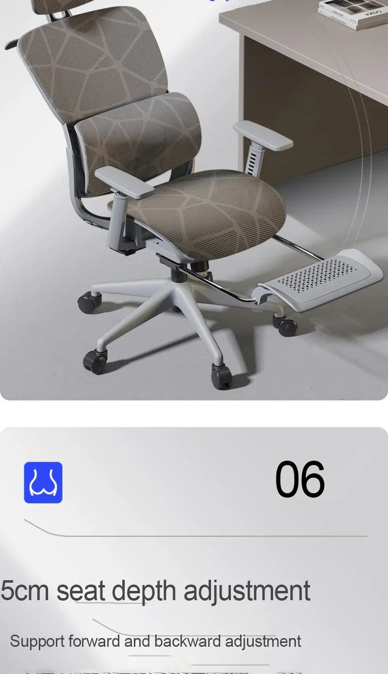 Ergonomic Gaming Chair with Adjustable Footrest, Reclining Office Chair, Posture Support Computer Chair with 2D/3D Armrests for Home Office