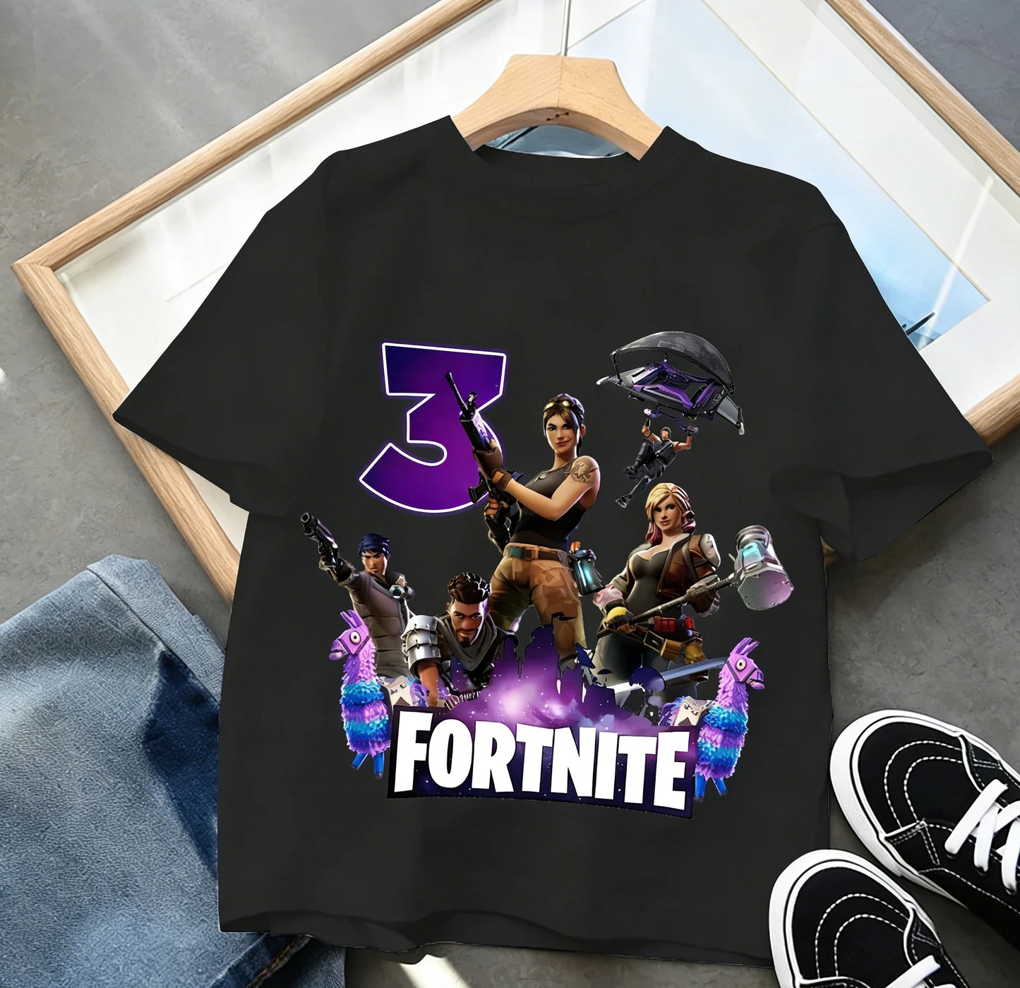 Fortnite Children’s Birthday Number T-Shirt Girls Boys Summer Clothes Baby Cotton Tee Shirts Party Short Sleeve Tops Toddler Gift