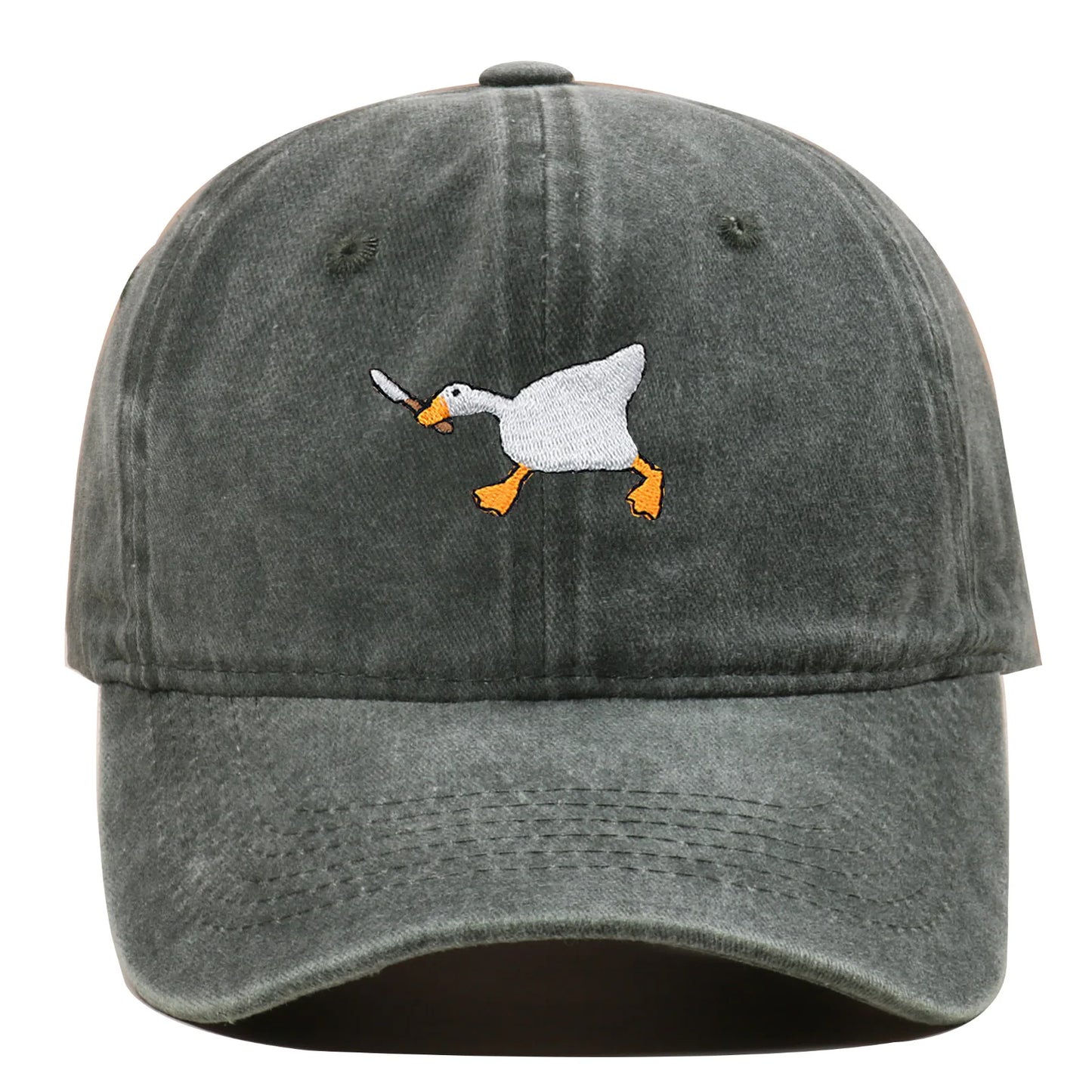 Embroidered baseball cap with goose pattern for men and women, casual and fashionable city style duckbill cap