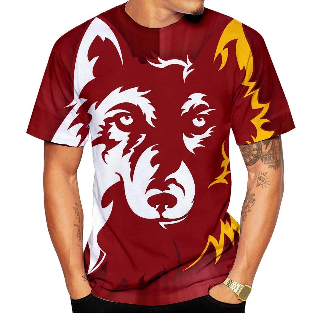 New summer Wolf print men's women's fashion creative 3D printed short sleeve T-shirt funny casual Digital print Tops kids tees