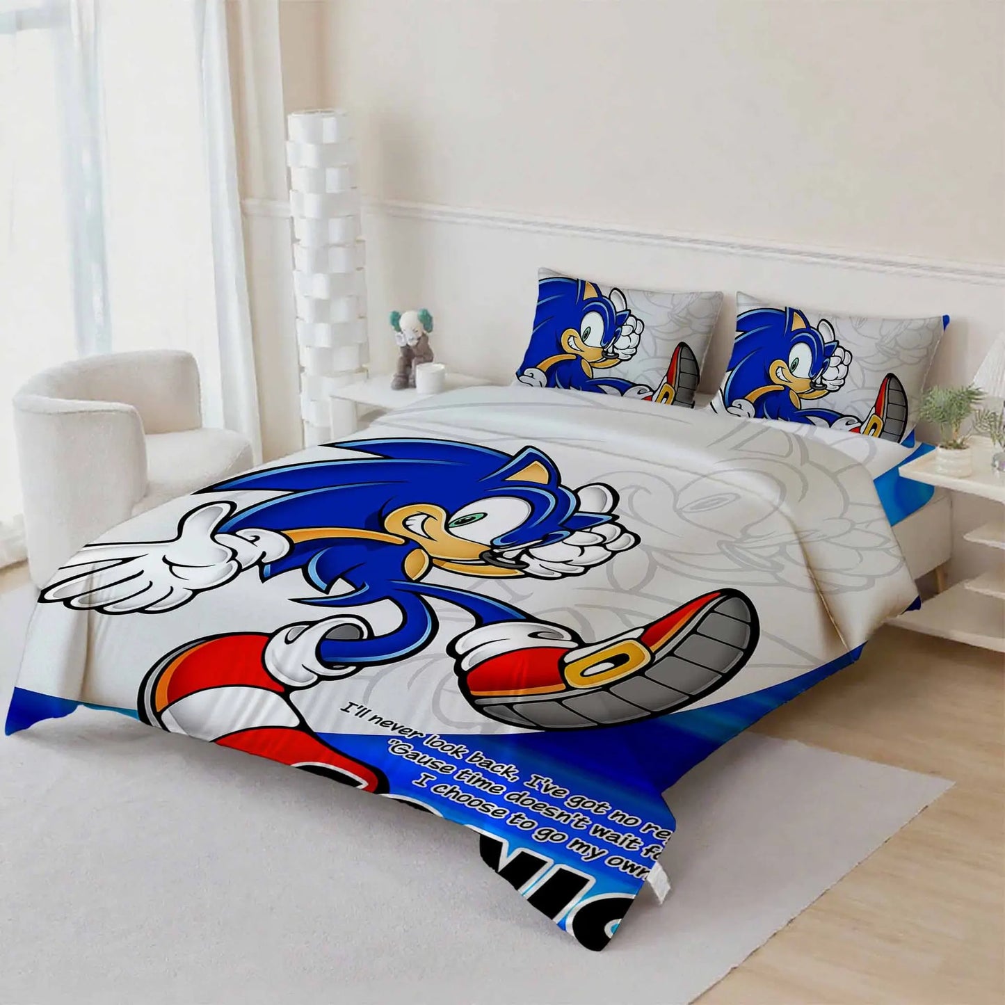 Cute Sonics Boy Bedding Set Digital Cartoon Sonics Duvet Cover Comforter Bed Youth Kids Girl Boys Gift