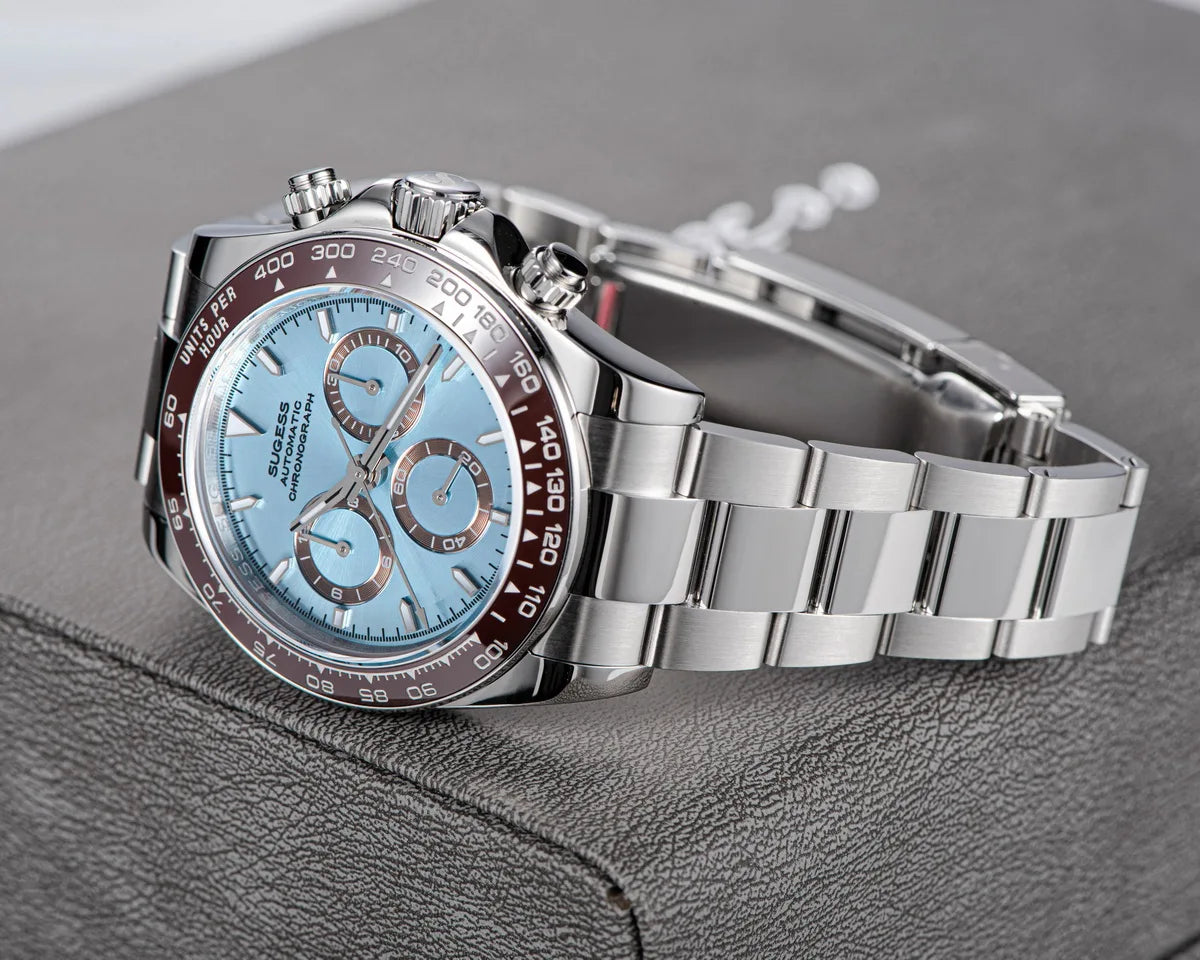 Sugess Panda Chronograph Movement Automatic Mechanical Chronograph Wristwatch Waterproof Diving Men Watches Ceramic Bezel Tona