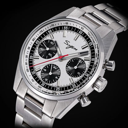 Sugess Mens Watch 38mm Chronograph Mechanical Wristwatches Tianjin Gooseneck Movement Sapphire Crystal Roulette Dial S465 new