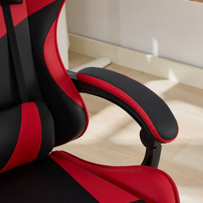 Ergonomic Racing Gaming Chair with Lumbar Support, Massage Function, Footrest, Reclining Leather Gaming Chair for Office & PC Gaming