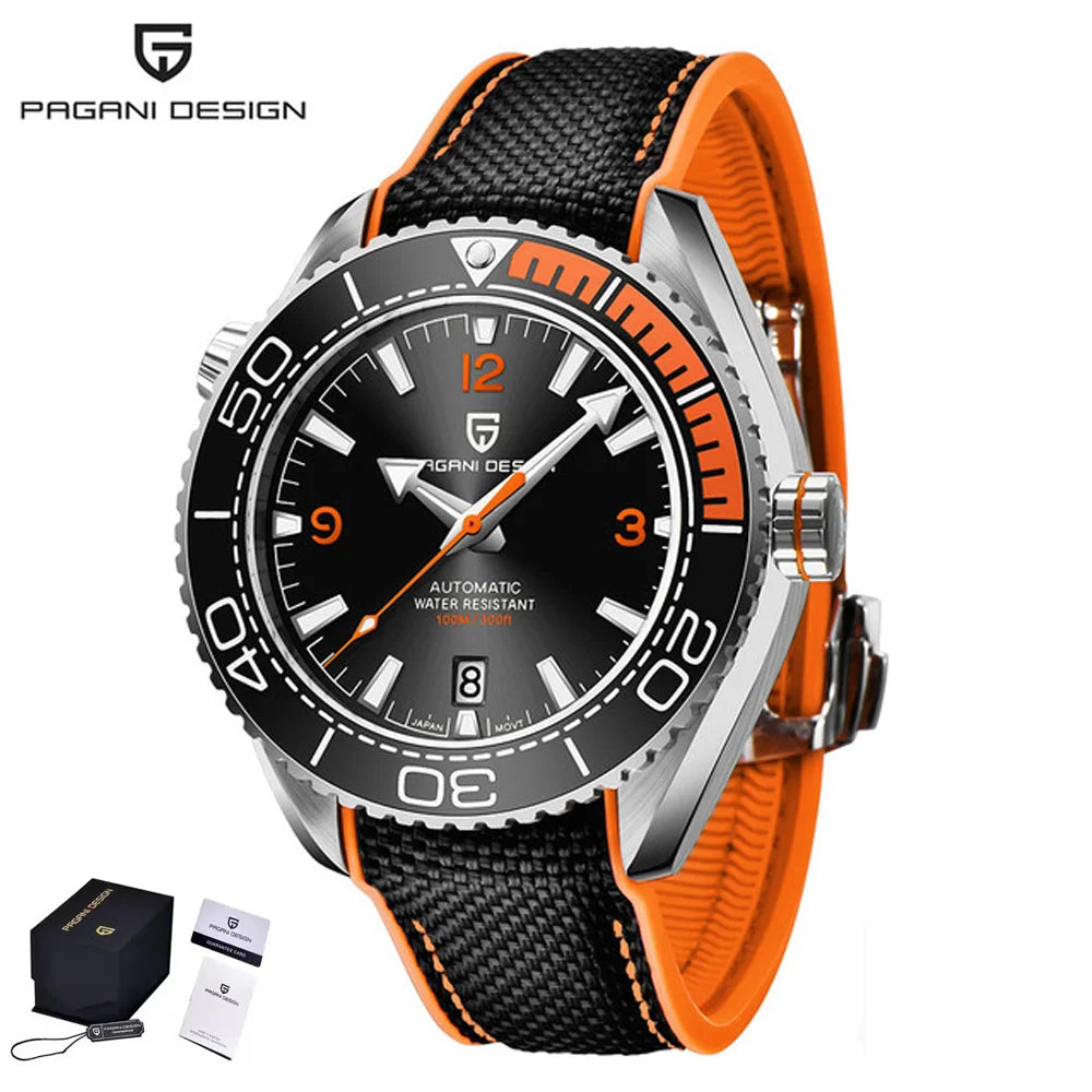 PAGANI DESIGN Men's Mechanical Watch 100M Waterproof Luxury Sapphire Glass Stainless Steel Japanese Movement Automatic Watch