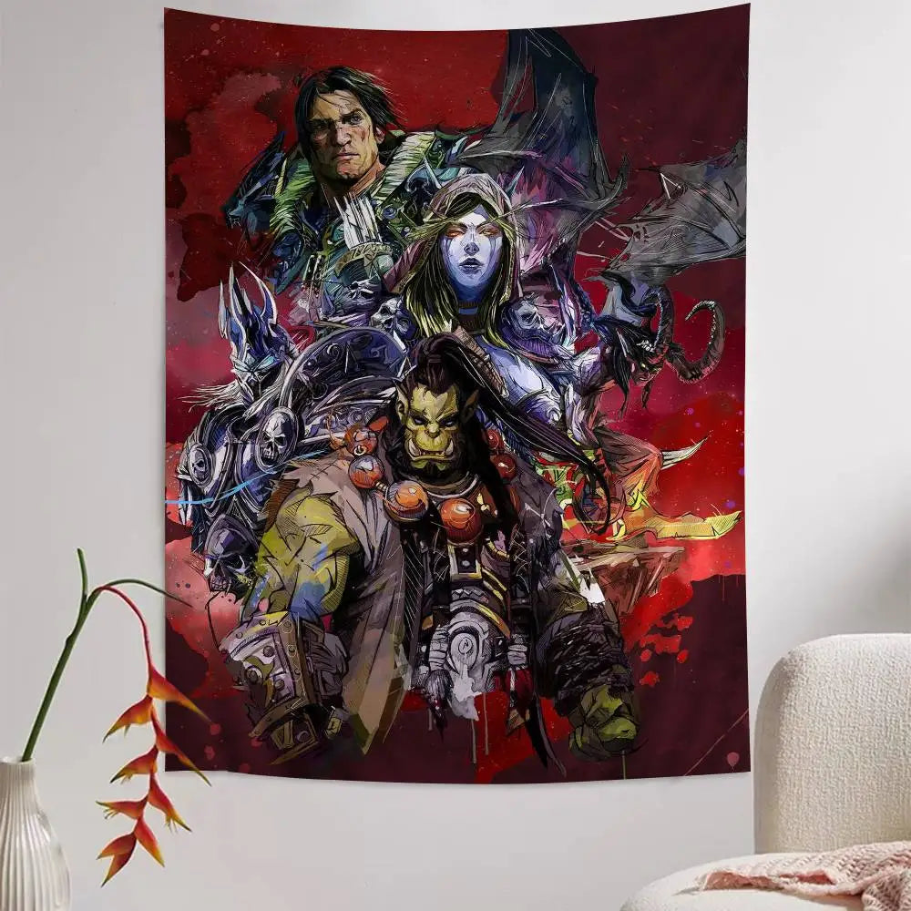 Hot Game World Of Warcraft Printed Large Wall Tapestry Cheap Hippie Wall Hanging Bohemian Wall Tapestries Mandala Home Decor