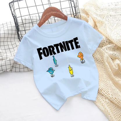 Fortnite Children’s T-shirts Game Cartoon Printed Characters Fortress Night Tees Game Short Sleeve Tops Summer Boys and Girls Clothes