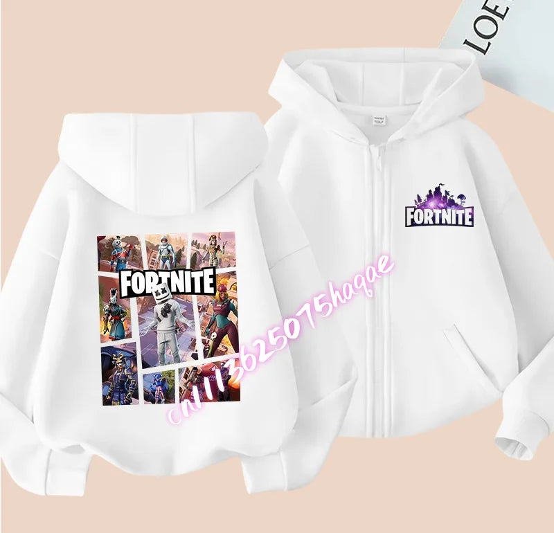 Kid Outdoor Jacket Cartoon Fortnite Girl Boy Sweatshirt Coat High-Quality Thin Windbreaker Girl Autumn Zip Jacket Clothing Tops