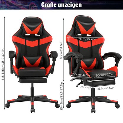 Ergonomic Gaming Chair with Massage Function, Adjustable Reclining Computer Chair with Footrest, Lumbar Support, Headrest & Armrests