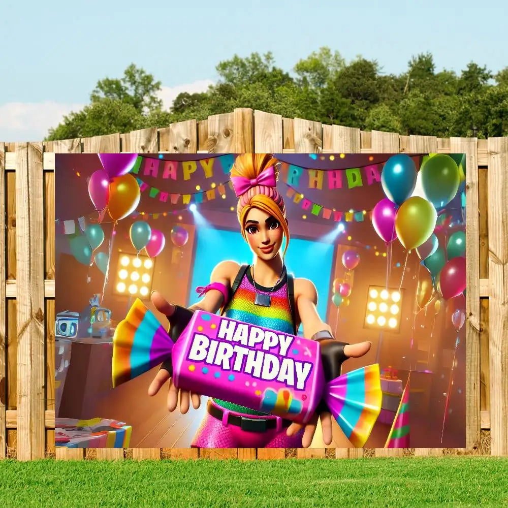Anime Backdrop For Photo Studio Boys Baby Shower Happy Birthday Party Photography Hot Game F-Fortnite-ES Cool Background
