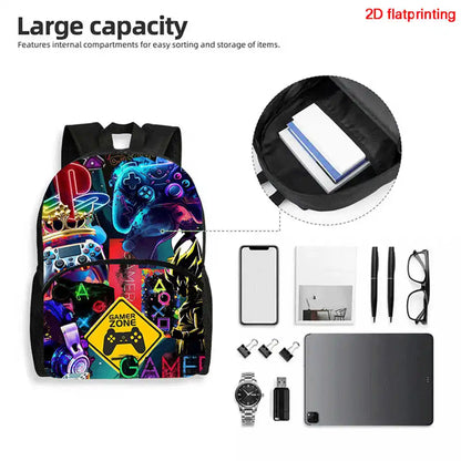 Conjunto Fortnite de 2 peças: mochila com bolso frontal e estojo, grande capacidade, mochila escolar cartoon, presente para crianças, rapazes e raparigas, dos 5 aos 8 anos
