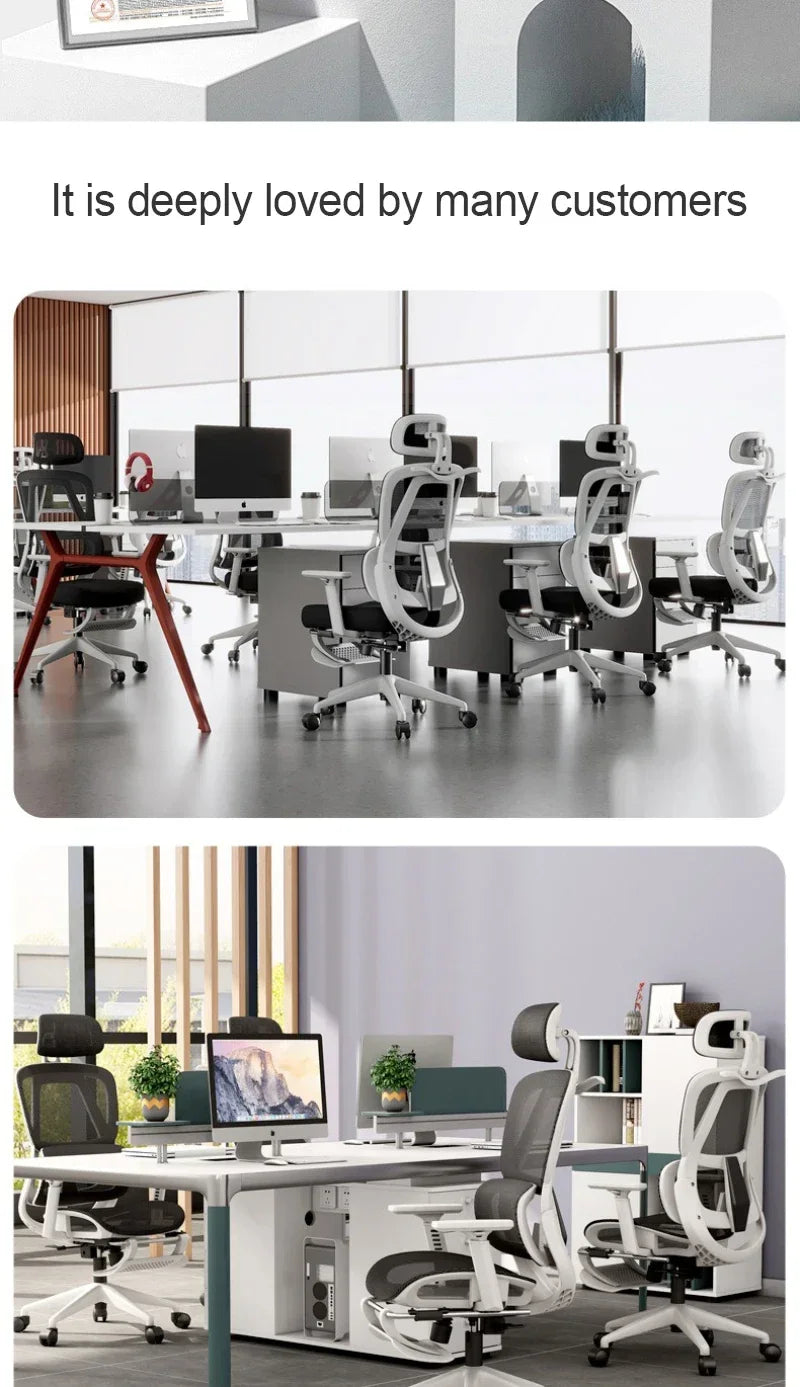 Ergonomic Gaming Chair with Adjustable Footrest, Reclining Office Chair, Posture Support Computer Chair with 2D/3D Armrests for Home Office