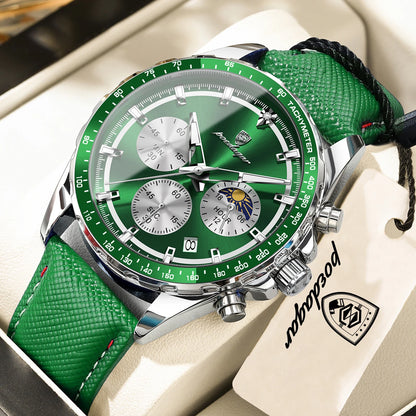 Luxusní, elegantní a vodotěsné pánské hodinky POEDAGAR, quartzový chronograf s datem, klasický a zářivý styl.