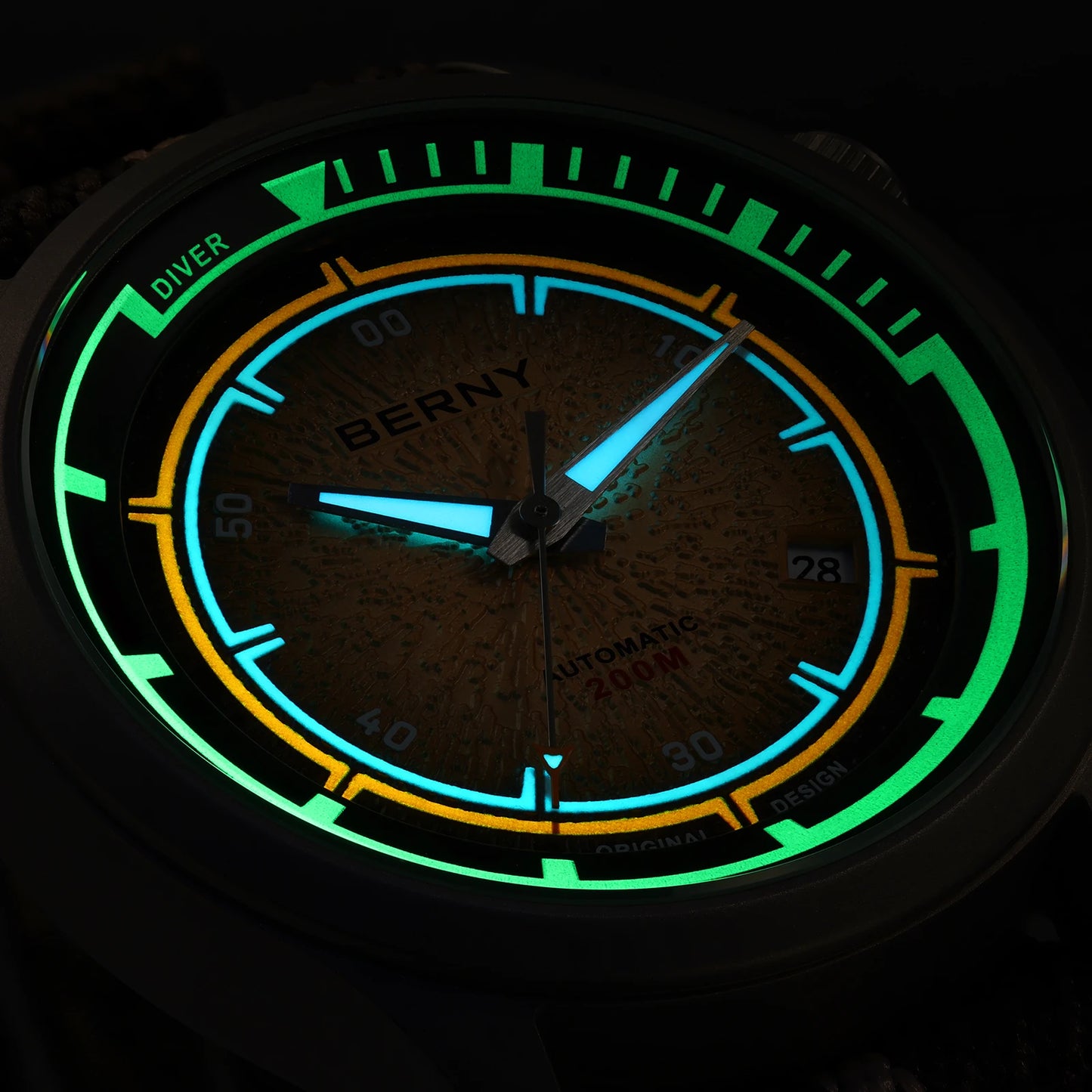 BERNY Titanium Diver Watches for Men 20ATM Super Luminous Automatic Mechanical Men's Dive Watch Sapphire Swim Diving Wristwatch