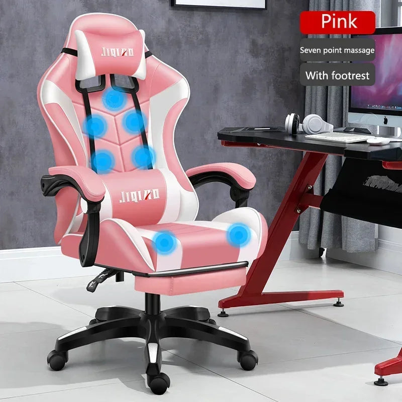 RGB Gaming Chair Ergonomic Computer Chair with Massage Function, Reclining Office Chair, Swivel Gamer Chair with Adjustable Height and Armrests