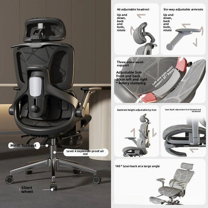 Air Titan Full-Mesh-Büro- und Gaming-Computerstuhl, ergonomischer Schreibtischstuhl für Studierende mit Drei-Zonen-Lendenstütze und gut belüftetem Design