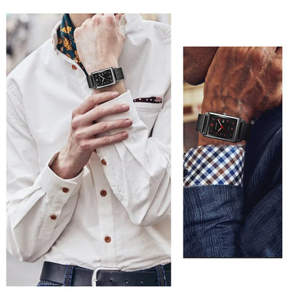 Fashion Watches for Men Luxury Rectangle Stainless Steel Men's Quartz Wristwatch Business Man Watch Clock Gift relogio masculino