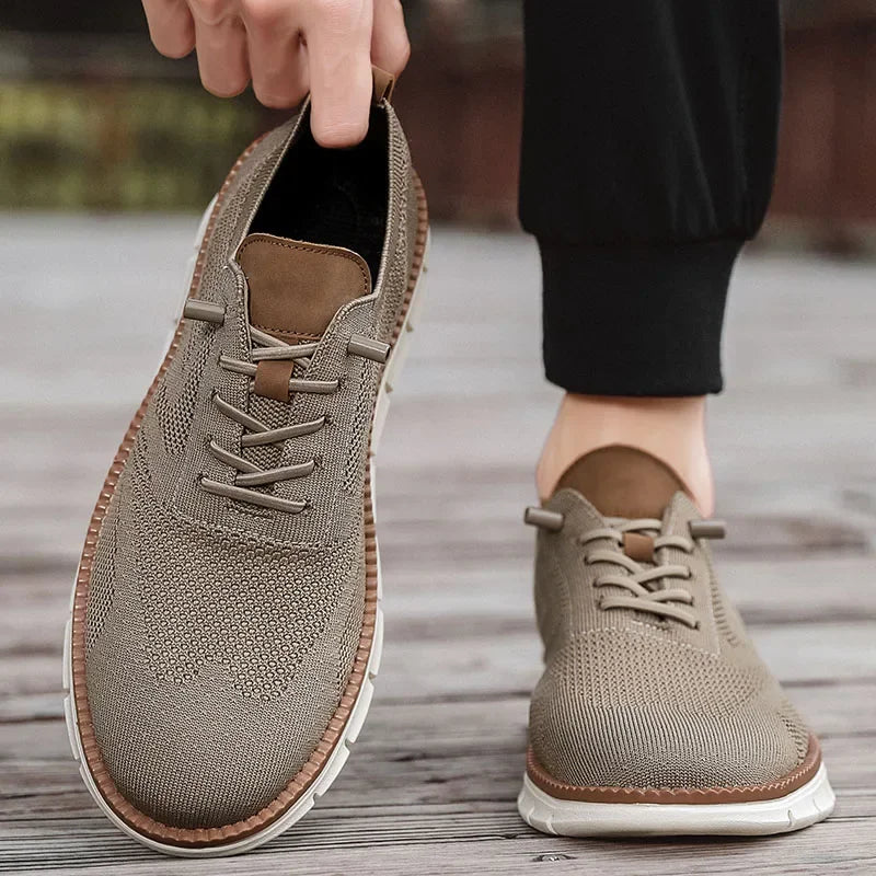 Men Casual Shoes Classic Breathable Brogue Flats Cushioning Color Blocking Design Dress Shoes Versatile Sneakers Lightweight