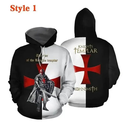 Knight Templar Mens Hoodie Sweatshirt 3d Printed Men Women Casual Hooded Sweatshirts Pullover Hip Hop Harajuku Streetwear Tops, Produit gaming premium Fraquane