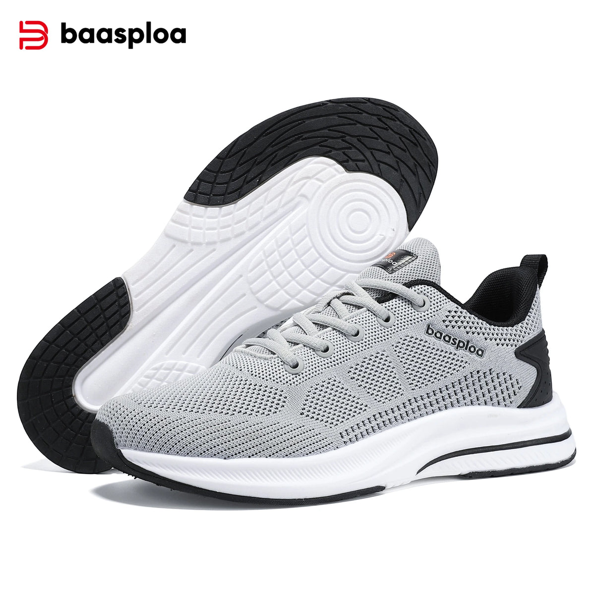 Baasploa Herren-Laufschuhe – Marke: Casual, leichte Designer-Jogging-Schuhe aus Mesh für Herren, atmungsaktive Sport- und Wanderschuhe mit Schnürung