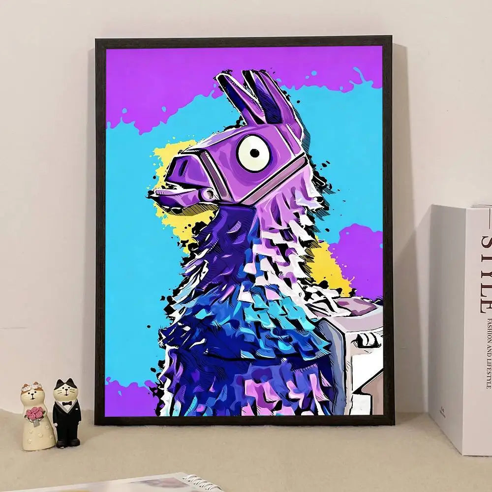 Poster de Jogo F-Fortnite Surpresa — Decoração de Casa, Quadro de Parede para Escritório e Sala de Estar